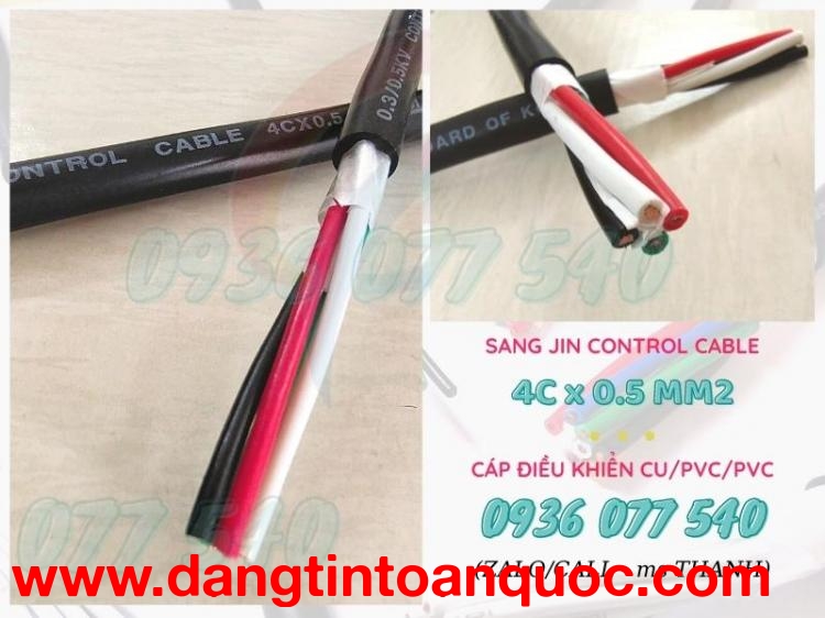 Cáp điều khiển Sangjin 4C x 0.5 MM2 - Cáp Sangjin 4C x 0.5 SQMM không chống nhiễu lõi đồng