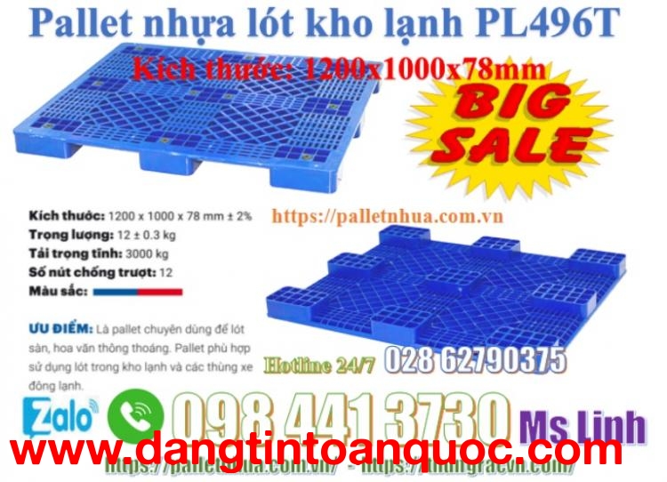 Pallet nhựa lót kho lạnh 1200x1000x78mm 