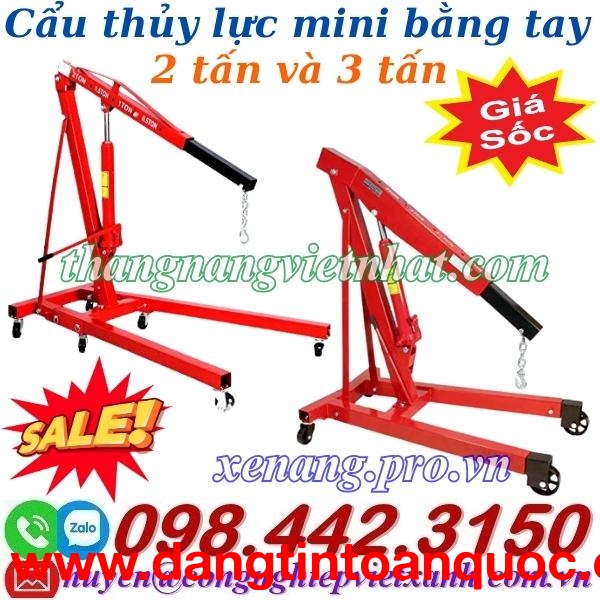 Cẩu thủy lực mini bằng tay 2 tấn và 3 tấn sale giá cực sốc