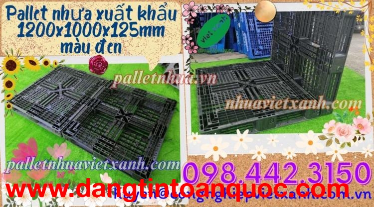 Pallet nhựa 1200x1000x125mm màu đen hàng mới giá cực sốc