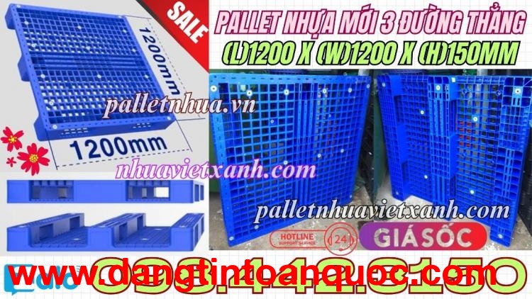 Pallet nhựa 1200x1200x150mm 3 đường thẳng