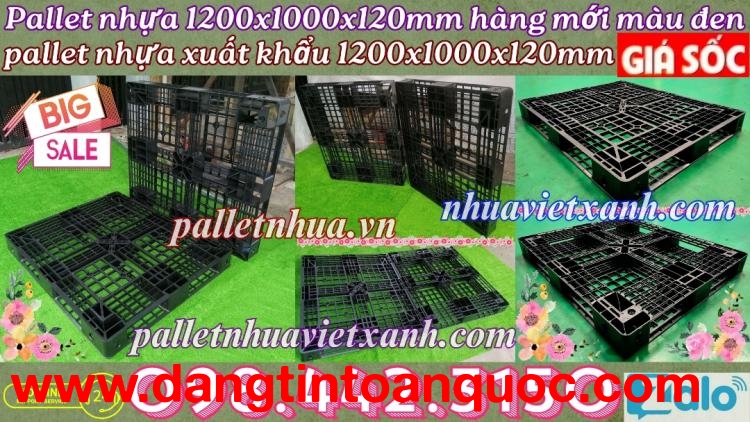 Pallet nhựa xuất khẩu 1200x1000x120mm hàng mới màu đen 