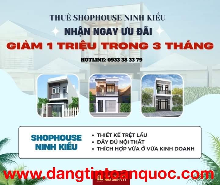 Cần cho thuê shophouse hiện đại full nội thất ở Ninh Kiều