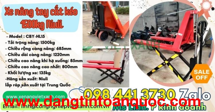  xe nâng tay cắt kéo 1500kg, xe nâng tay cắt kéo nhập khẩu