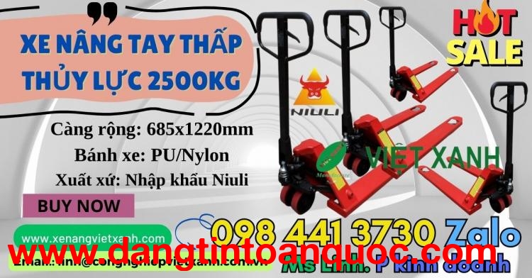 Xe nâng tay thấp thủy lực 2500kg nhập khẩu