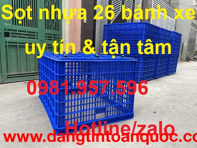 Thùng nhựa hở, sóng nhựa rỗng, sóng nhựa hở 26 bánh xe, sọt nhựa 26 bánh xe