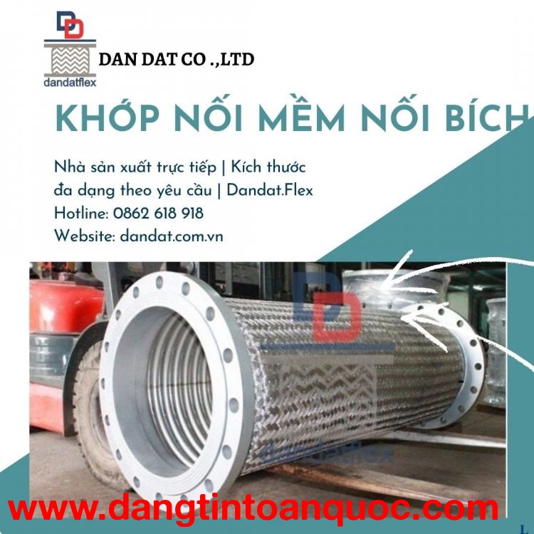 Khớp nối chống rung, Khớp giảm chấn, Khớp nối mềm inox nối bích chịu áp cao 