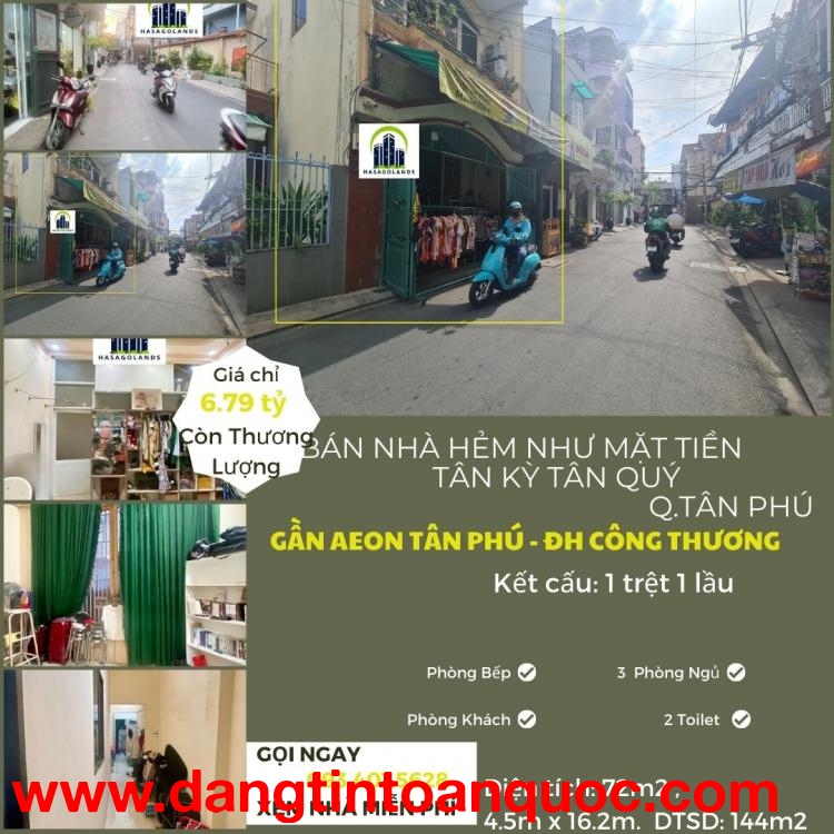 CỰC SỐC-Bán nhà HXH như MẶT TIỀN Tân Kỳ Tân Quý 72m2, 1Lầu, 6.79tỷ