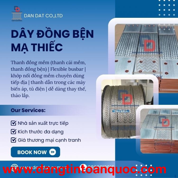 Dây cáp đồng mềm mạ thiếc dùng tiếp địa, khớp nối mềm máy biến áp, Dây tiếp địa 25mm2