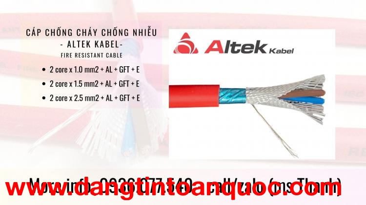 Cáp chống cháy 2 x 2.5 + E + GFT Altek Kabel, chuẩn Quates1, IEC 60331, 750 độ C trong 90 phút