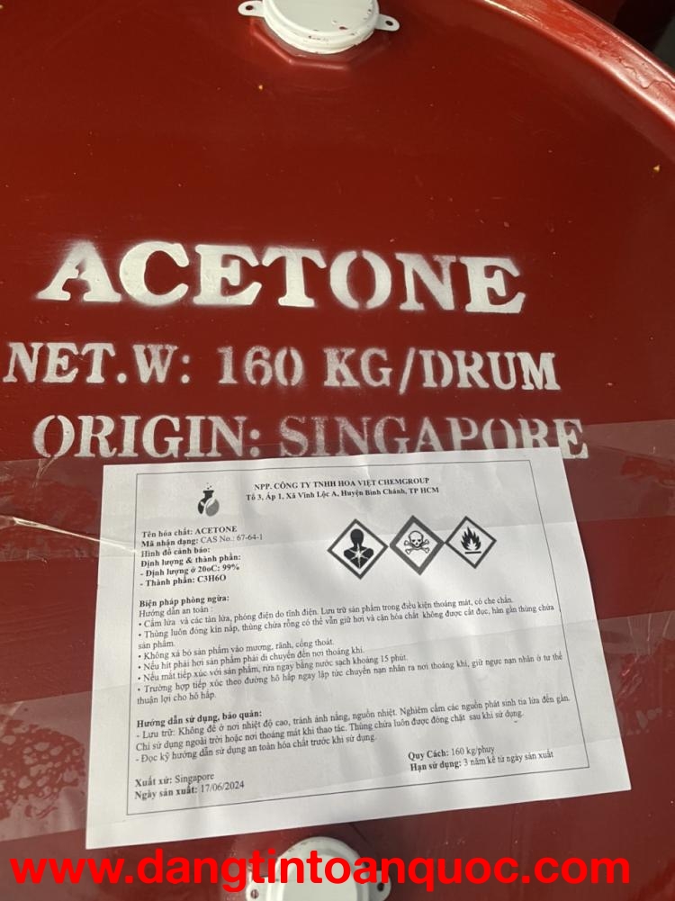 Dung môi tẩy rửa Acetone-CH3COCH3