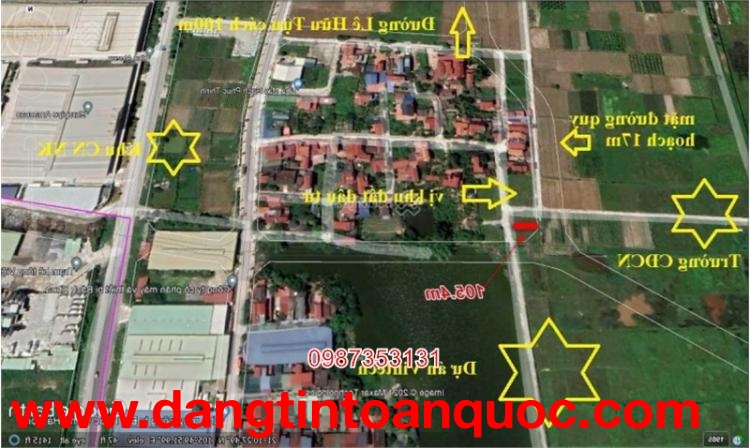 Thanh lý gấp lô đất 105m2, giá chỉ 5x triệu/m2, đường thông ô tô đỗ cửa, thôn Đồng, Nguyên Khê, Đông