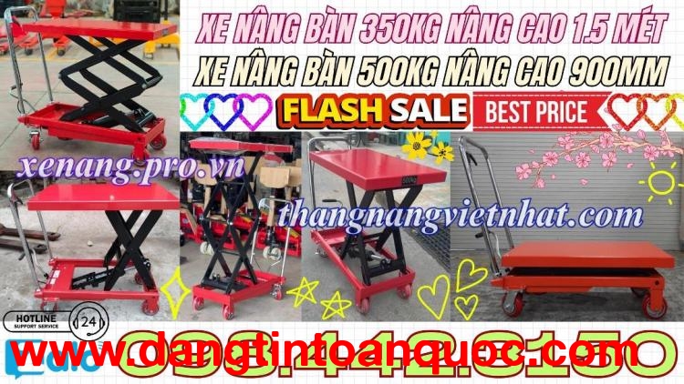 Xe nâng mặt bàn 350kg nâng cao 1.5 mét và 500kg nâng cao 900mm