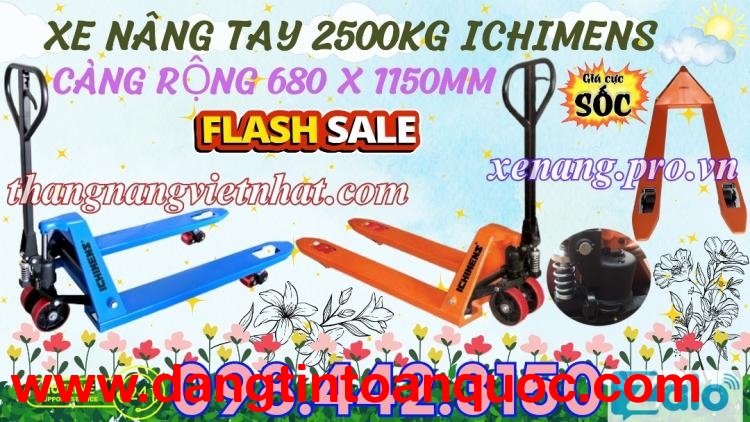 Xe nâng tay 2.5 tấn càng rộng XT680-1150-2.5T ICHIMENS