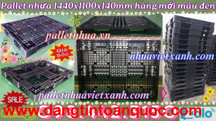 Pallet nhựa mới 1440x1100x140mm màu đen