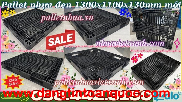 Pallet nhựa 1300x1100x130mm màu đen hàng mới