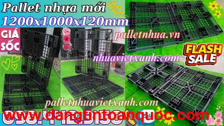 Pallet nhựa mới 1200x1000x120mm màu đen