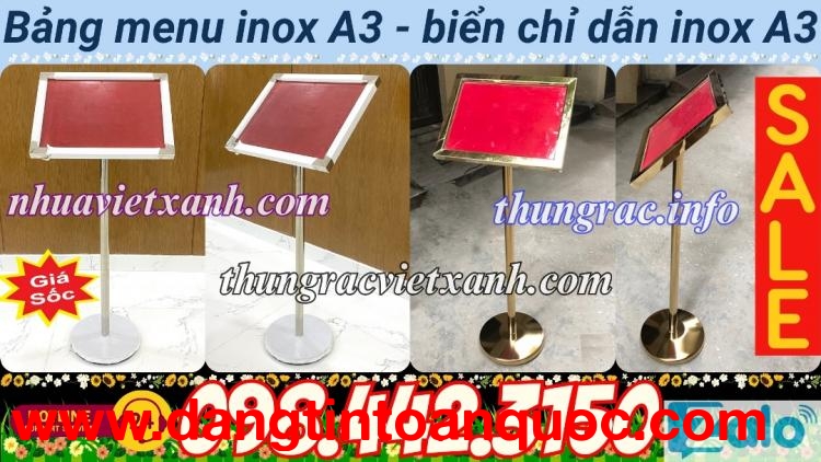 Bảng chỉ dẫn khách sạn - bảng thông báo khách sạn - bảng menu khổ A3 bằng inox