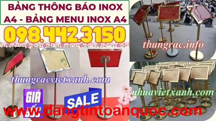 Bảng chỉ dẫn khách sạn - bảng thông báo khách sạn - bảng menu khổ A4 bằng inox