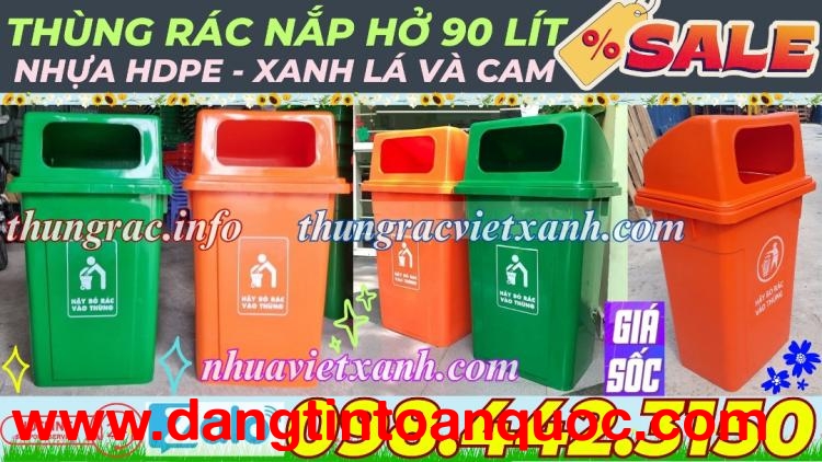 Thùng rác 90 lít nắp hở nhựa HDPE MGB90H