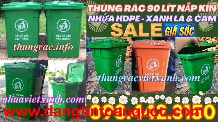 Thùng rác 90 lít nắp kín nhựa HDPE MGB90K