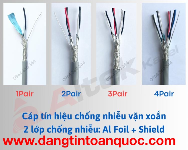 Cáp tín hiệu vặn xoắn AWG chống nhiễu Al Foil 