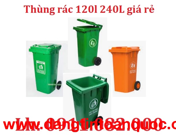  Thùng rác nhựa giá tốt- lh 0911082000- thùng rác 120l 240 nắp kín màu xanh 