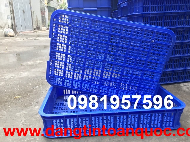 Sọt nhựa đựng hàng trưng bày tại các siêu thị, sóng nhựa hở kích thước 61x42x10 cm