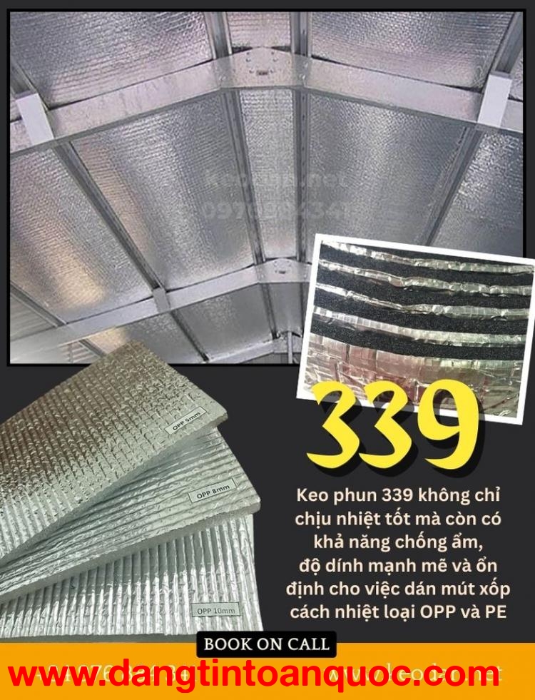 Keo phun dán mút xốp cách nhiệt 339 Sư Tử Vàng