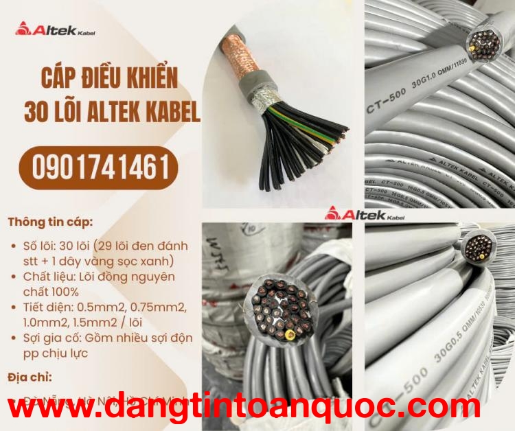 Cáp điều khiển 30 lõi sẵn hàng Đà Nẵng, Hà Nội, Hồ Chí Minh