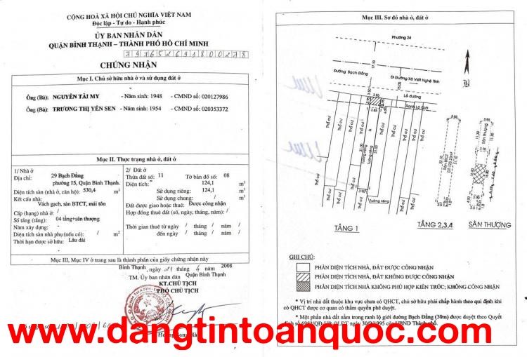 CHÍNH CHỦ CẦN BÁN NHÀ SỐ 29 BẠCH ĐẰNG , PHƯỜNG 15, QUẬN BÌNH THẠNH , TP HCM