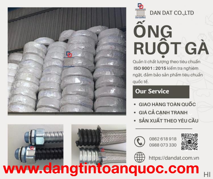 Ống Ruột Gà Lõi Thép Bọc Nhựa Bọc Lưới 304 Chính Hãng CHẤT LƯỢNG CAO