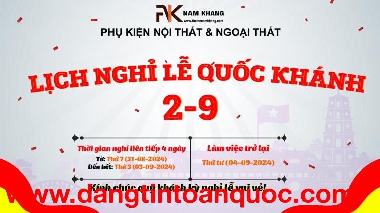 Thông Báo Nghỉ Lễ 02/09/2024