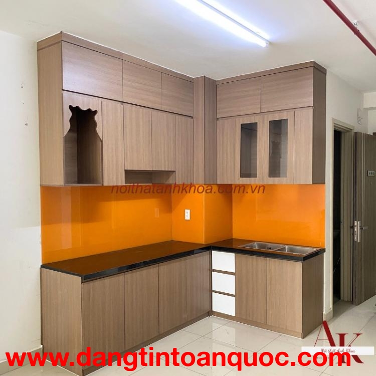 Tủ Bếp Đẹp Gỗ MDF Chống Ẩm Tối Giản Hiện Đại