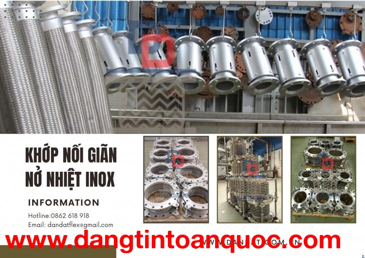 Khớp nối giãn nở inox 304, khớp chống rung, khớp giảm chấn, chống rung mặt bích