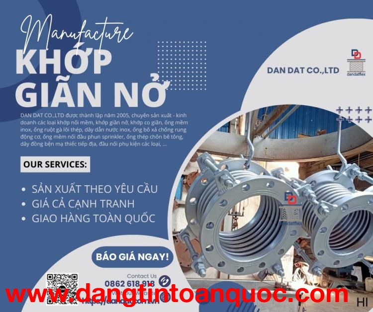 Khớp Giãn Nở Inox| Khớp giãn nở inox nối bích| Khớp giãn nở nhiệt bằng vải