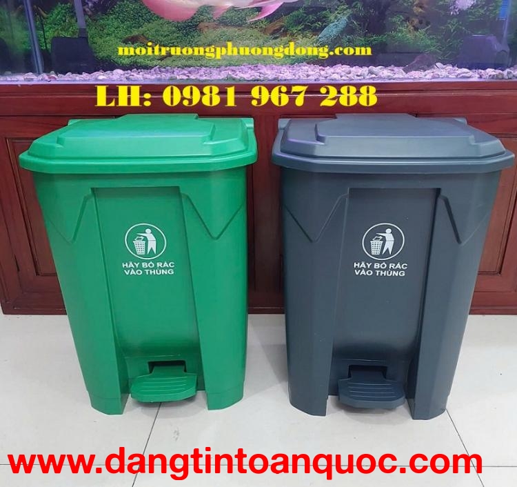 Thùng rác đạp chân trong nhà 50L, thùng rác nhựa 50L