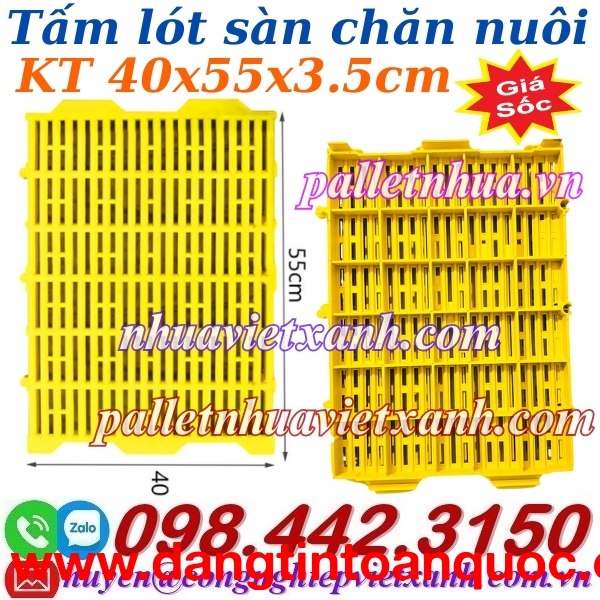 Tấm lót sàn chăn nuôi - tấm nhựa lót sàn chuồng chó, mèo, heo, gà, đê, vịt,...KT 40x55x3.5cm