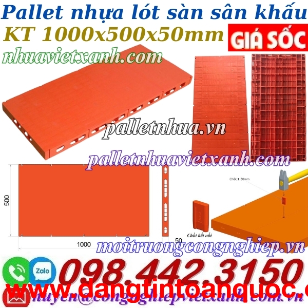 Pallet nhựa lót sàn sân khấu 500x1000x50m giá sốc