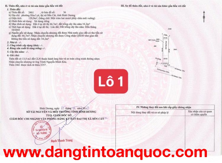 ĐẤT NỀN HOÀ LỢI, BẾN CÁT, BÌNH DƯƠNG