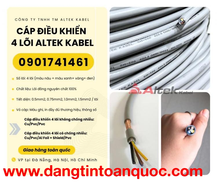 Dây cáp điều khiển 4 lõi chống nhiễu/ không chống nhiễu Altek Kabel Đức