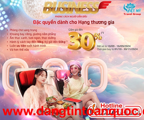 Vietjet giảm đến 30% giá vé hạng Thương gia