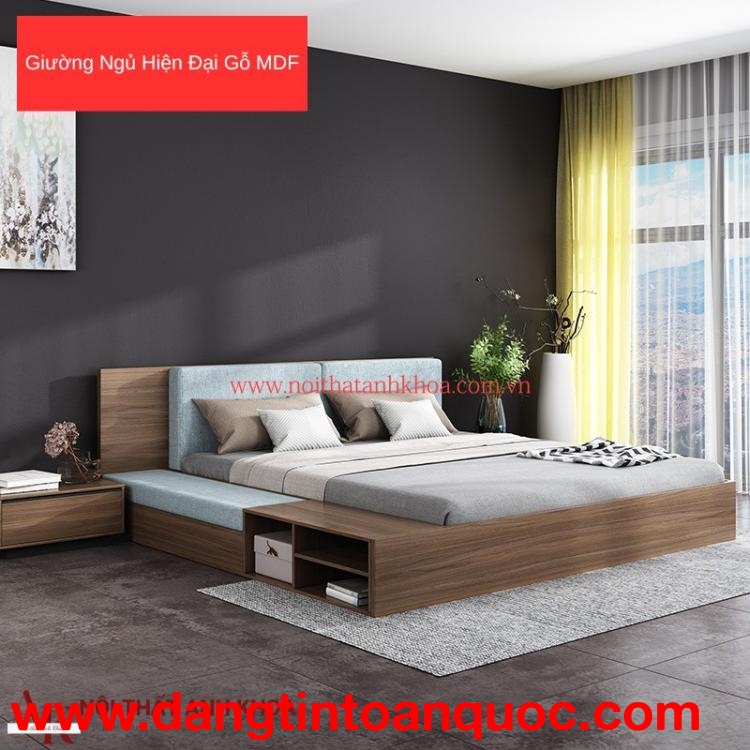 Giường Ngủ Thông Minh Gỗ Công Nghiệp MDF Màu Nâu Giá Rẻ