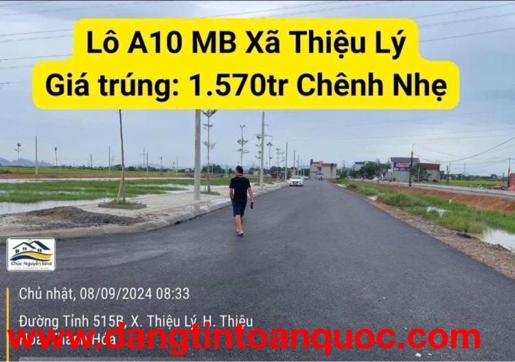 Mặt bằng đường Tỉnh Lộ 515B, xã Thiệu Lý, Thiệu Hoá, Thanh hóa.