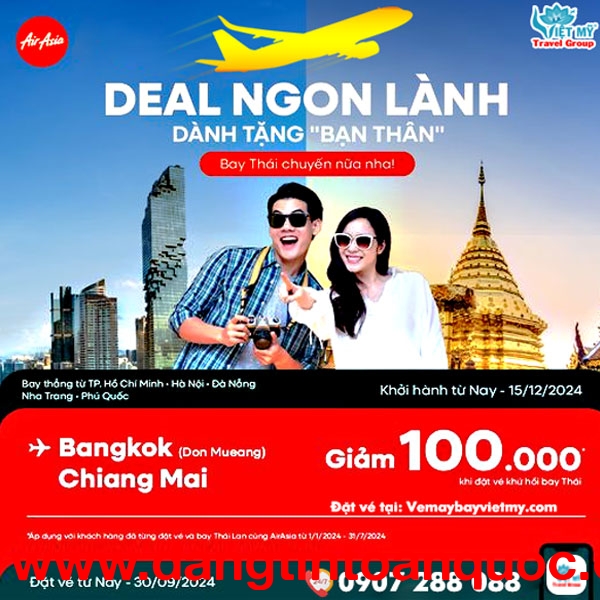 AirAsia ưu đãi khi mua vé bay Thái Lan khứ hồi