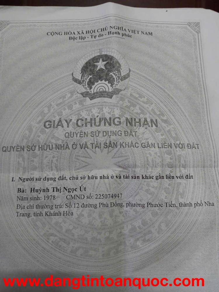 CHÍNH CHỦ CẦN BÁN ĐẤT RẪY THỊ TRẤN KHÁNH VĨNH - TỈNH KHÁNH HÒA