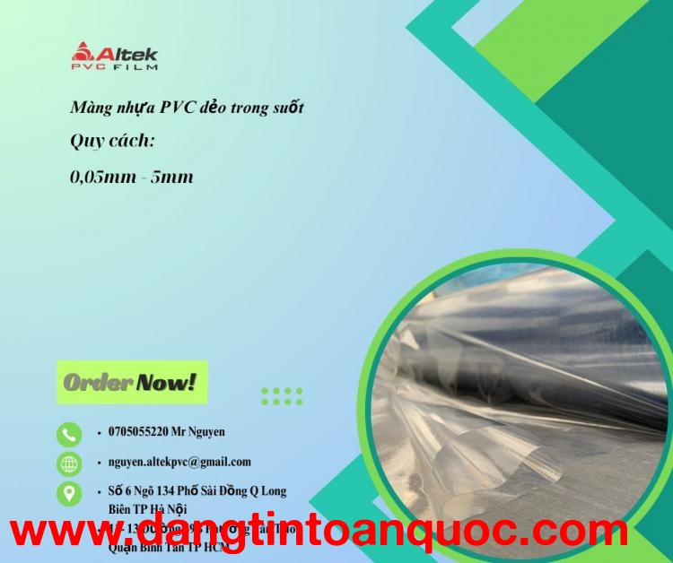 Màng nhựa PVC dẻo quy cách 0,05mm đến 5mm có sẵn Hà Nội & HCM