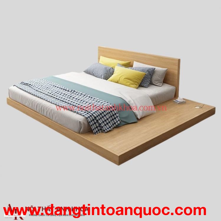 Giường Ngủ Bệt Gỗ MDF Có Kệ Sách