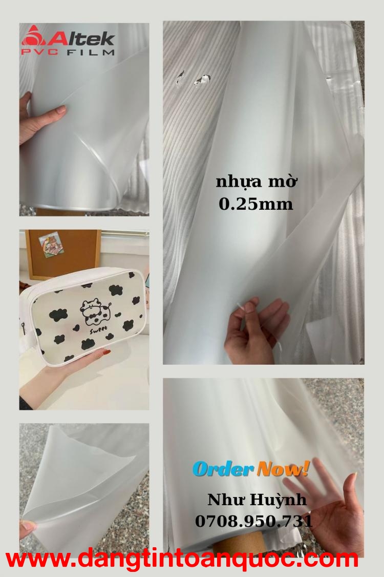 Nhựa pvc nhám mờ làm túi ví mỹ phẩm