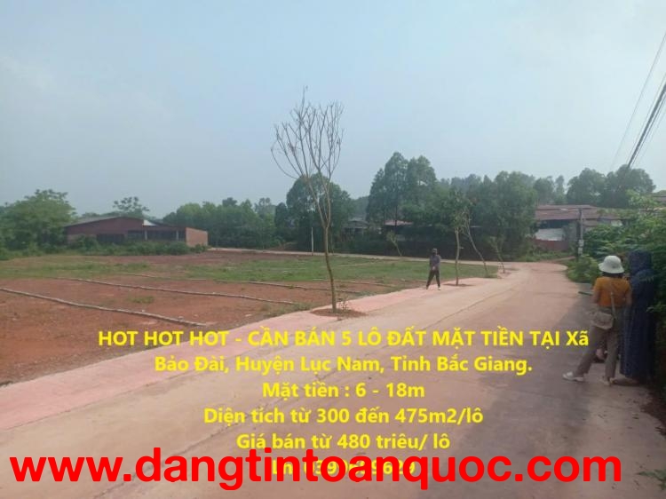 HOT HOT HOT - CẦN BÁN 5 LÔ ĐẤT MẶT TIỀN TẠI Xã Bảo Đài, Huyện Lục Nam, Tỉnh Bắc Giang.